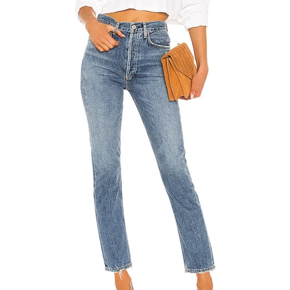 Agolde Riley High Rise Straight Cropped Jeans